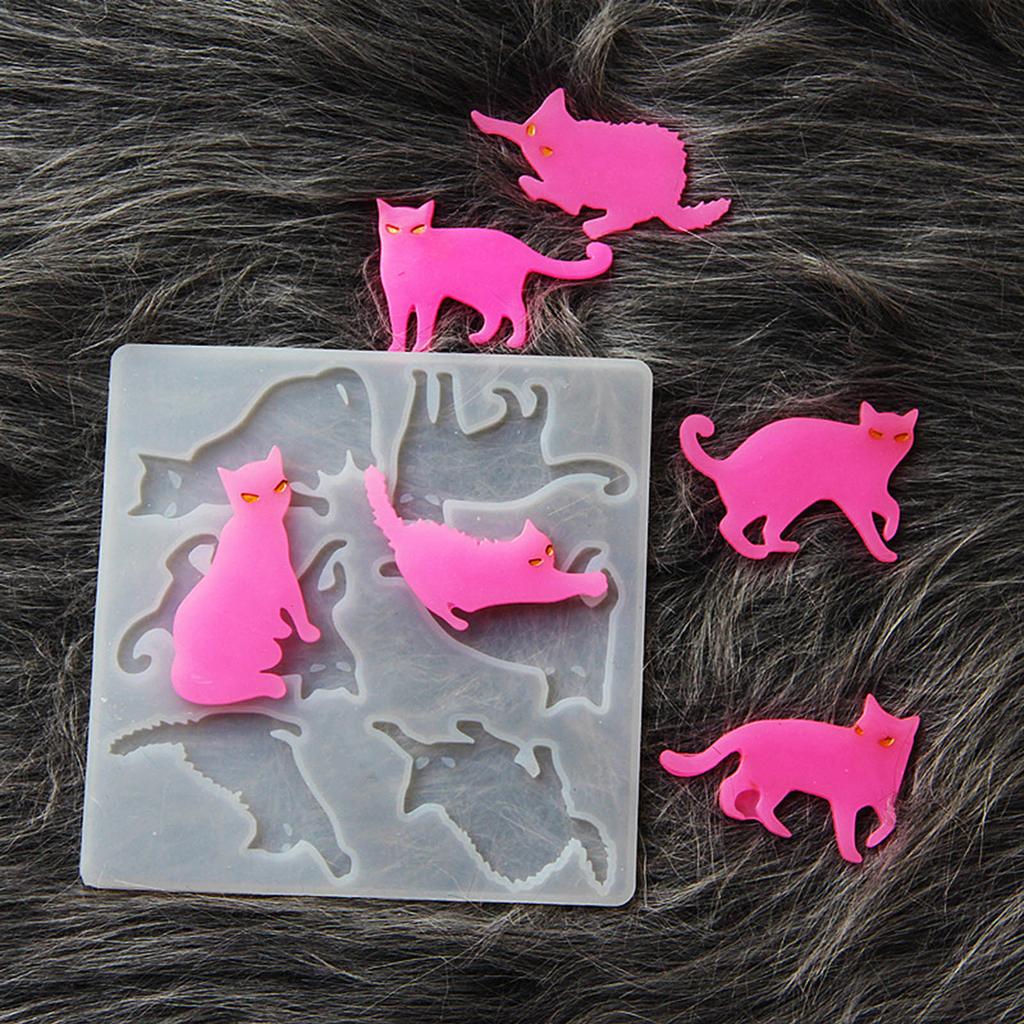 DIY Crystal Cat Silicone Mold Personalized Cat Pendants Resin Mold for Jewelry Making Animal Shape Epoxy Mould Women