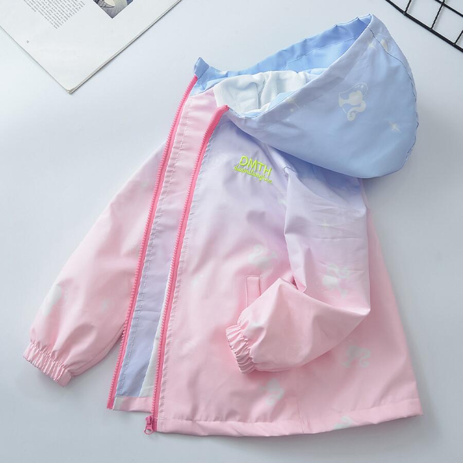 Korean Fashion Jacket For girls Teenager Casual Gradient Hooded Coat Boys Blazer Spring Autumn Windproof Sweet Coats Windbreaker