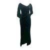 Lady Evening Dress Skinny Pleated Off Shoulder Slit Hem Half Sleeves Annual