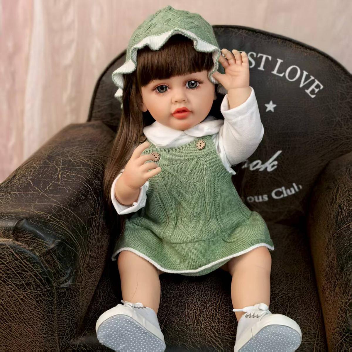

KEIUMI 22 inch Cute Girl Reborn Baby Dolls Full Silicone Vinyl Newborn Dolls Toy Kids Playmates Christmas New year Gifts