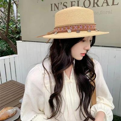 Chapeau de paille à larges bords pour homme et femme, chapeau de soleil jazz haut de forme pour couple, vacances, plage, protection solaire, ombre, chapeau frais, tendance