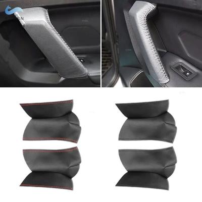 Microfiber Leather Handle Cover For VW Tiguan 2017 2018 - 2022 2pcs Hand Sewing Car Door Armrest Panel Handle Pull Cover Trim