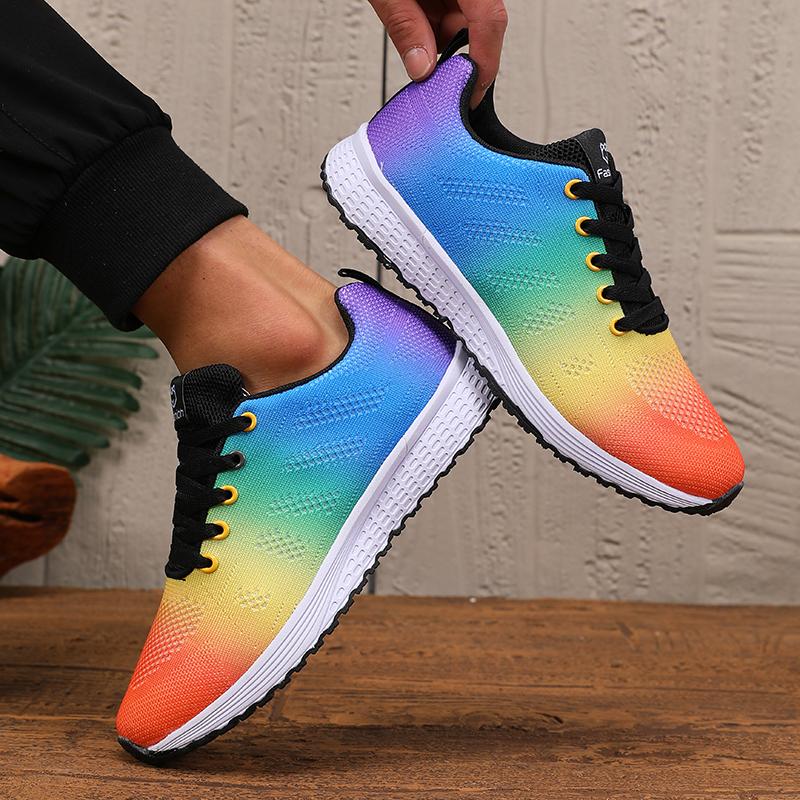 Men's Flat Bottomed Breathable Sneakers Summer Casual Lace Up Walking Comfortable Tennis Soft Sole Jogging Vulcanized Shoes