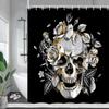 Creative Skull and Pink Polka Dot Bow Design Waterproof Shower Curtain,Unique Halloween Themed Home Decoration for Your Bathroom