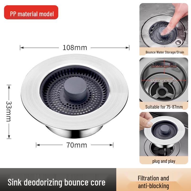 

Универсальный всплывающий слив-пробка и фильтр для кухонной раковины