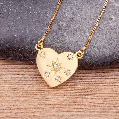 

Nidin New Arrival Classic Gold Plated Heart Pendant Necklace for Womens Girls Romantic Love Chain Choker Wedding Jewelry Gift