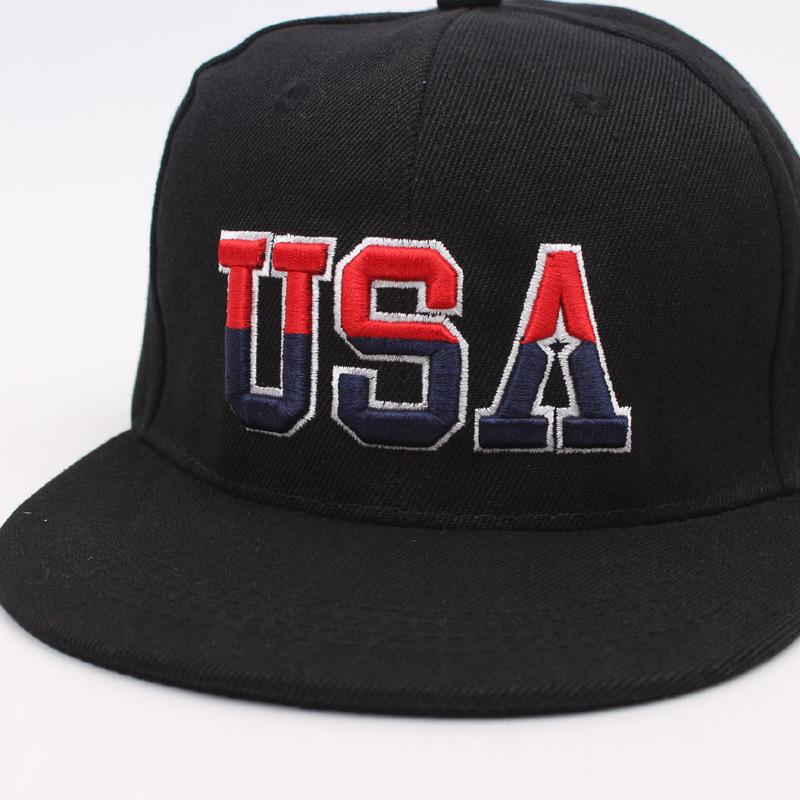 USA Flag Embroidered Flat Brim Snapback Hat, Adjustable American Patriotic Baseball Cap for Men Women