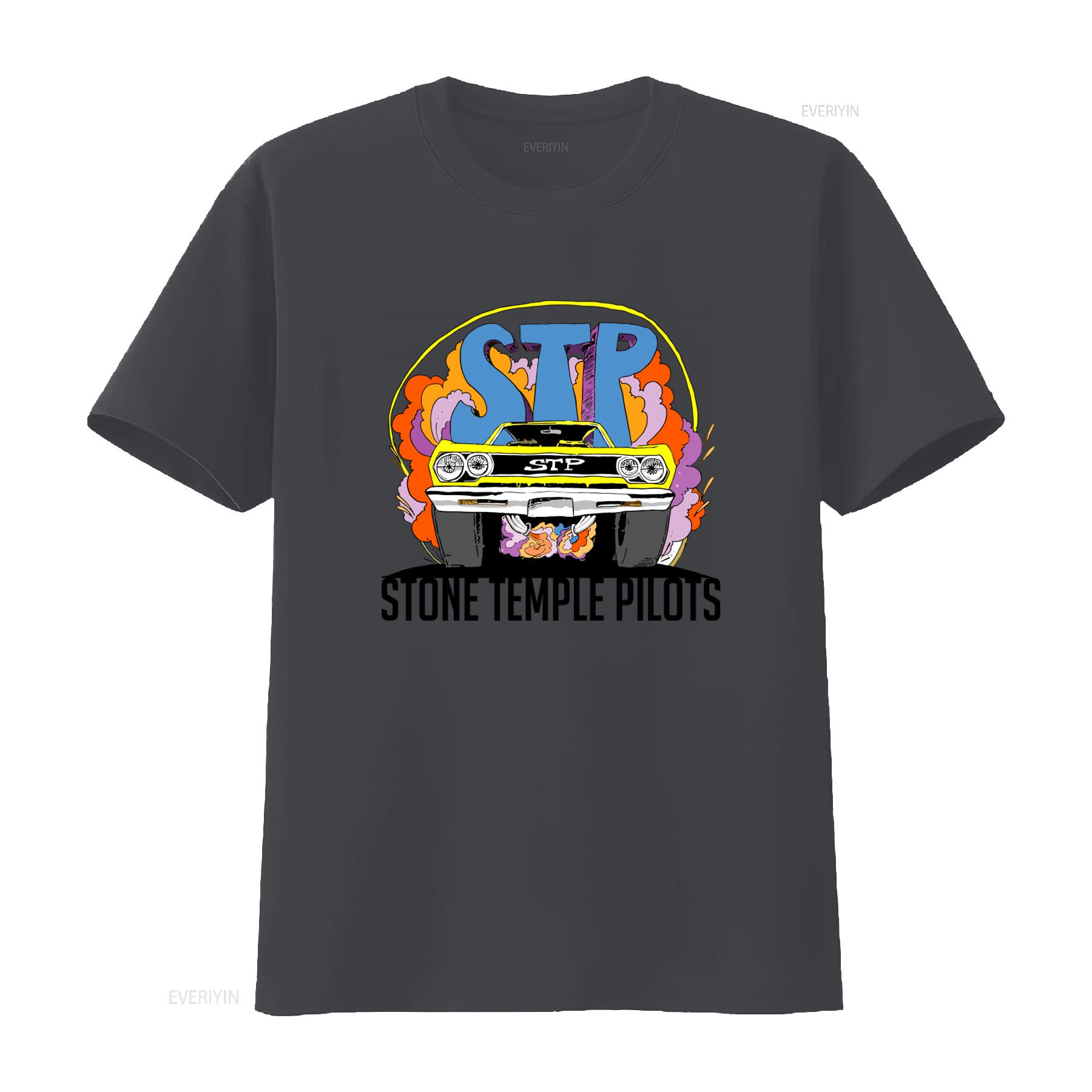 

STP Grunge Band T Shirt Style with Cool Car Design for US Market vintage Washed Stretched Casual Versatile Slightly Unisex 4XL
