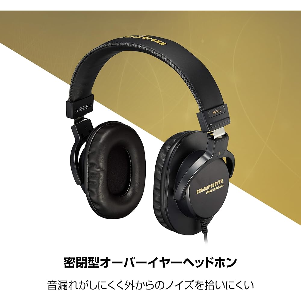 Marantz Professional Monitor Headphones, Closed-back, Over-ear, Wired, 40mm Driver, for Musical Instruments, Streaming, DJing, Gaming, and Teleworking