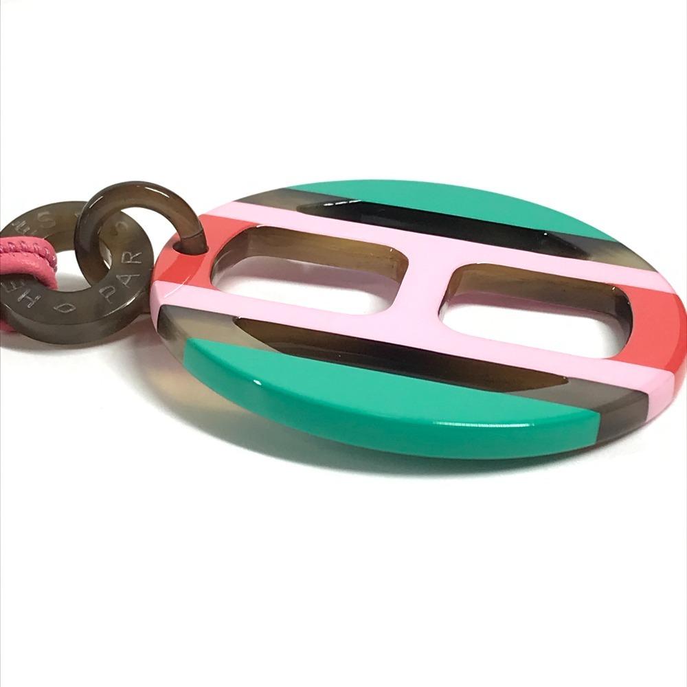 HERMES H-equipe logo Accessories Necklace lacquer pink/Green