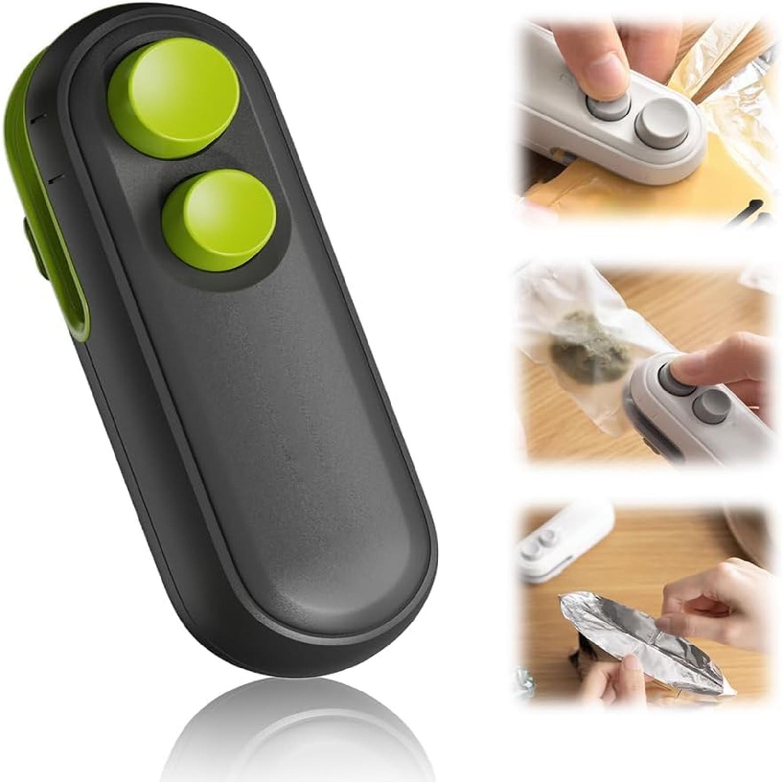 

Карманный запечатщик для закусок, перезаряжаемый карманный доводчик, запечатывание и резка 2 в 1, сохраняет еду свежей, карманный доводчик One Size чёрный