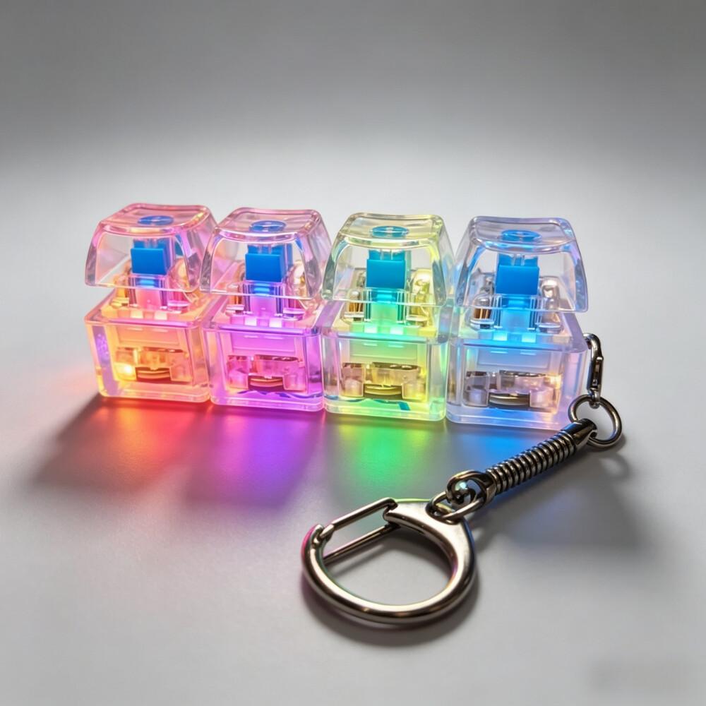 LED Keyboard Keychain Fidget Toy  Clickable Buttons Stress Relief, Portable Desk Accessory Office Decor Gift Stress Relief Toy