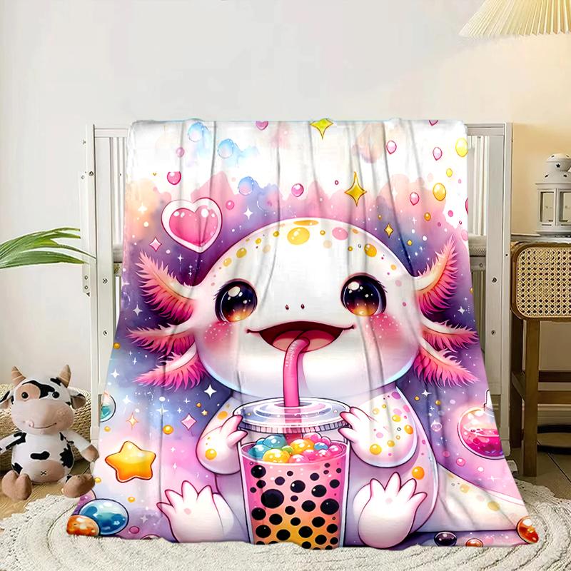 Axolotl Friends In Space Blanket Flannel Blanket for bed, sofa, Camping, Hiking, Picnic Essentials, gift for family Fan gifts