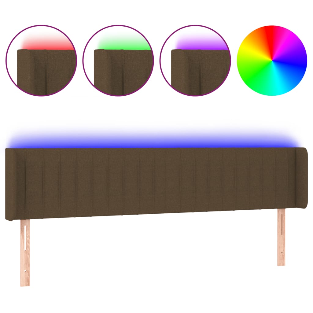 Vidaxl Zagłówek Do Łóżka Z Led, Ciemnobrązowy, 183X16X78/88Cm, Tkanina