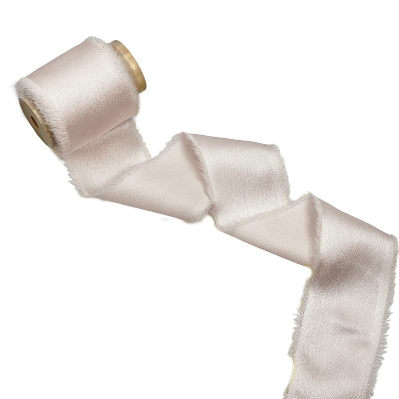 4CM*5yard Frayed Silk Ribbon Edged Wrinkle Handmade Ripped Wedding Party Flower Bouquet Gift Packing Decorations Pink DIY Craft