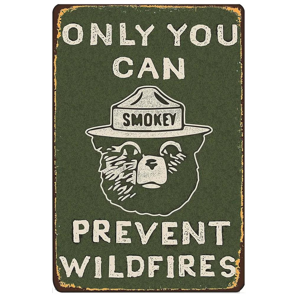 Warning Metal Tin Signs Plaque Prevent WildFires Wall Decoration Vintage Iron Painting Art Posters for Forest Home Cafe Club Bar