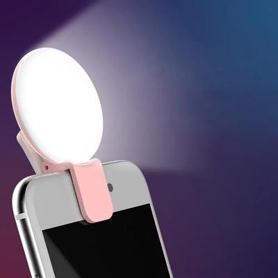 Luce Anulare LED per Selfie per Telefono Cellulare Portatile Mini Durevole Pratica Cerchio Dimmerabile a Tre Livelli Clip per Fotografia Luce di Riempimento