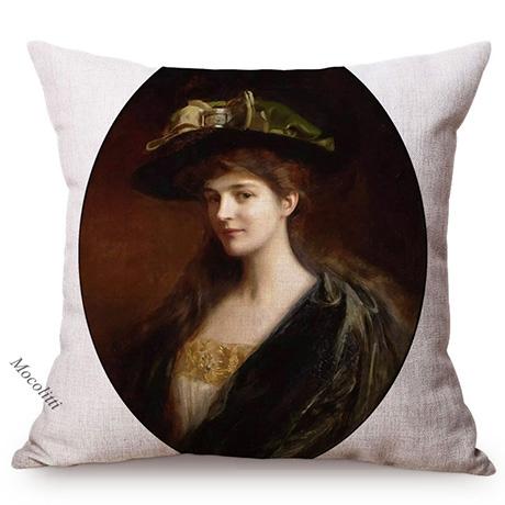 Netherlands Painter Albert Lynch Charming Girl Oil Painting Art Decoration Pillow Case Sexy Woman Sofa Cushion Cover Cojines