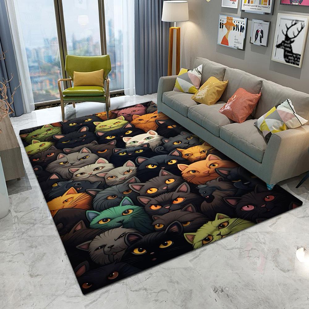 Kreskówka Wiele Słodkich Kotów Kociąt Dywan Salon Sofa Sypialnia Gabinet Kuchnia Mata Pod Drzwi Wejściowe Antypoślizgowa Kawaii Dekoracja Domu Dywanik