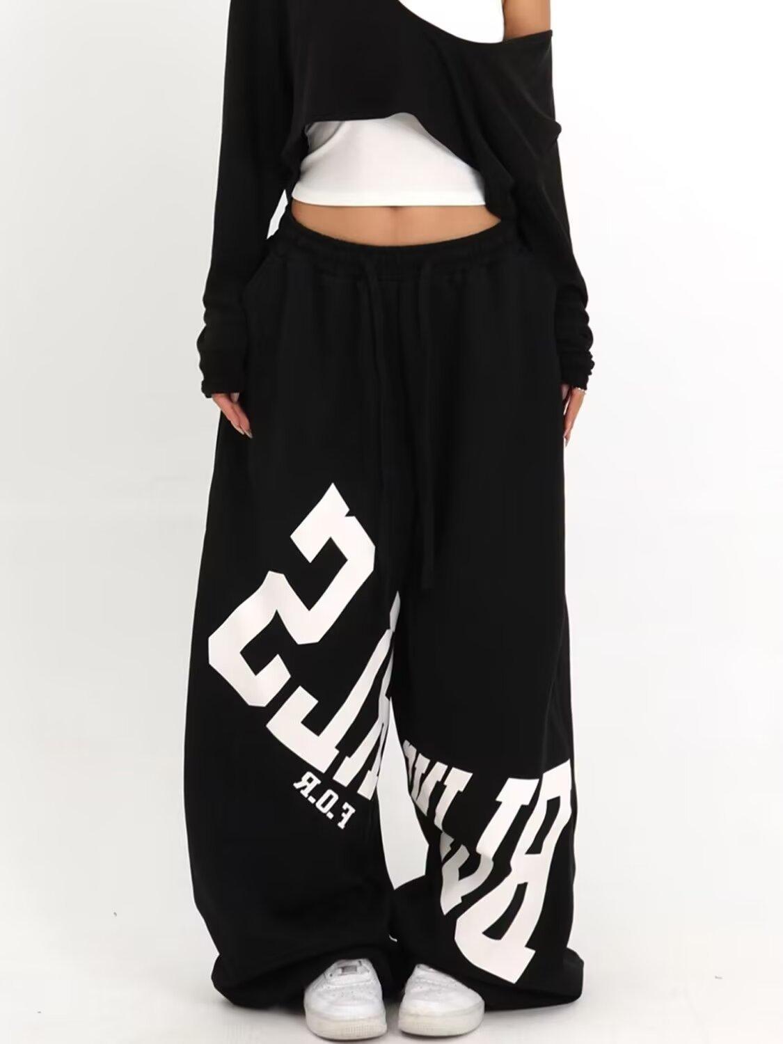 

American Street Dance Alphabet Printed Straight Sweatpants Men s and Women s Hip Hop Trend Brand Loose Wide Leg Pants Sweatpants Dance Pants 2XL