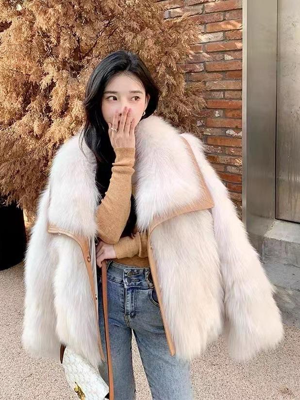 Korean Style Women's Winter Fur Coat with Plus Velvet - Fashionable and Fluffy