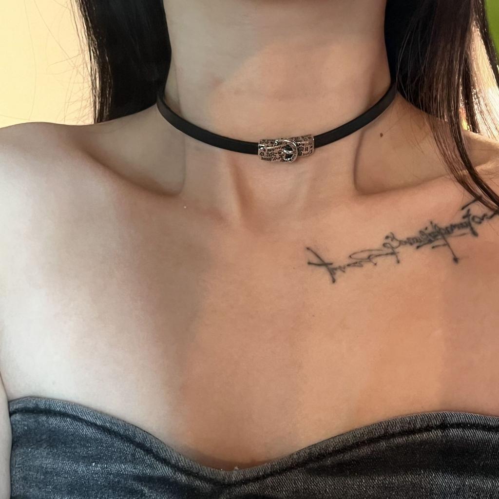 Niche Design Sense Black Belt Buckle Choker Daily Neck Accessories Short Collar Minimalist Neck Ring Women
