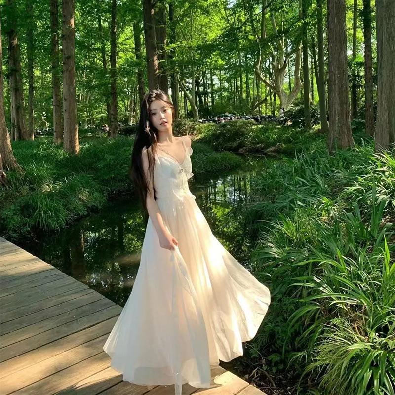 Elegant European Mesh Summer Dress - Xilan Butterfly Dream