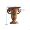 Footed Urn Vase with Handles | Distressed Antique Finish, Embossed Ornamental Motif, Tabletop