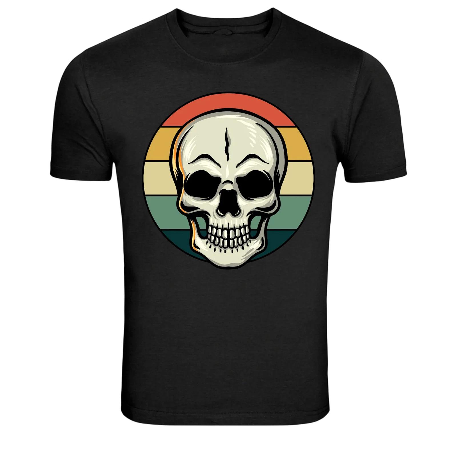 Vintage Skull Graphic T-Shirt Retro Skeleton Halloween Goth Biker Tee XXXXL