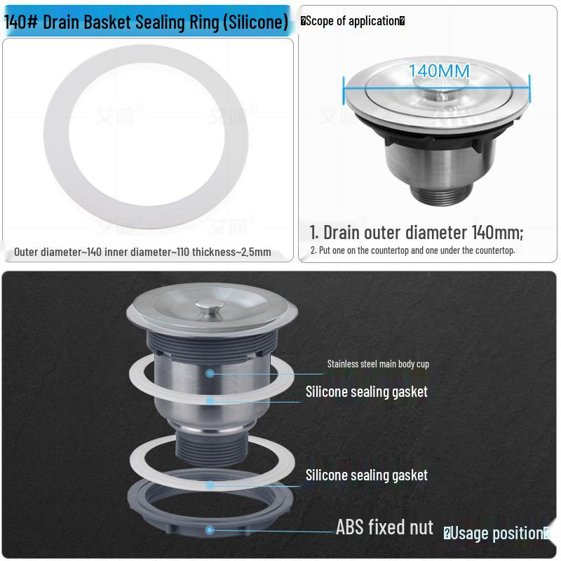 Gumový těsnicí kroužek pro kuchyňský dřez pro těsnění odpadní trubky