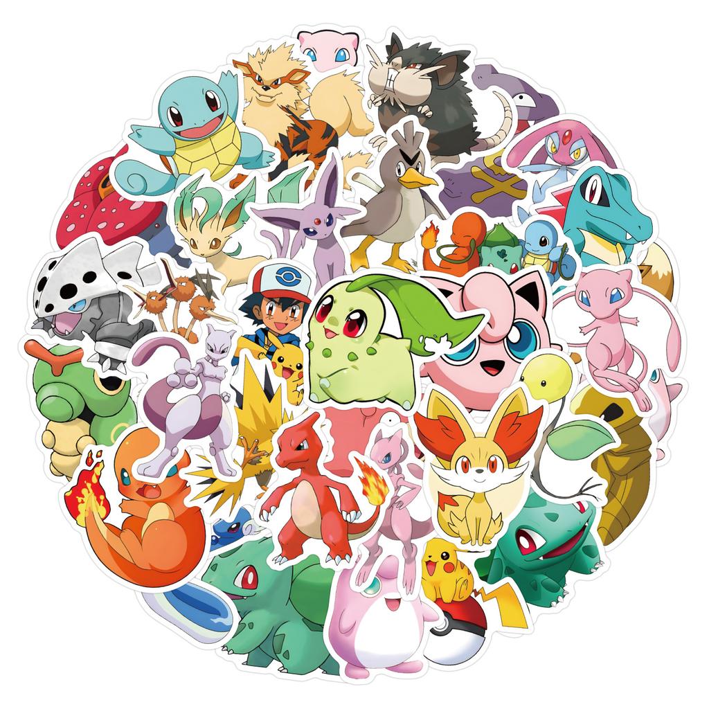 50 Pokemon Doodle Stickers Luggage Refrigerator Helmet Mobile Phone Kettle DIY Decorative Stickers