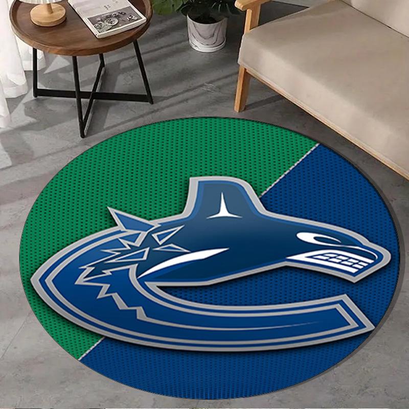 1PC Hockey Team Vancouver-Canucks Round Rug, Non-slip Chair Mat, Home Decor, Circle Carpet Perfect for Office, Bedroom, Living Room,Christmas gift