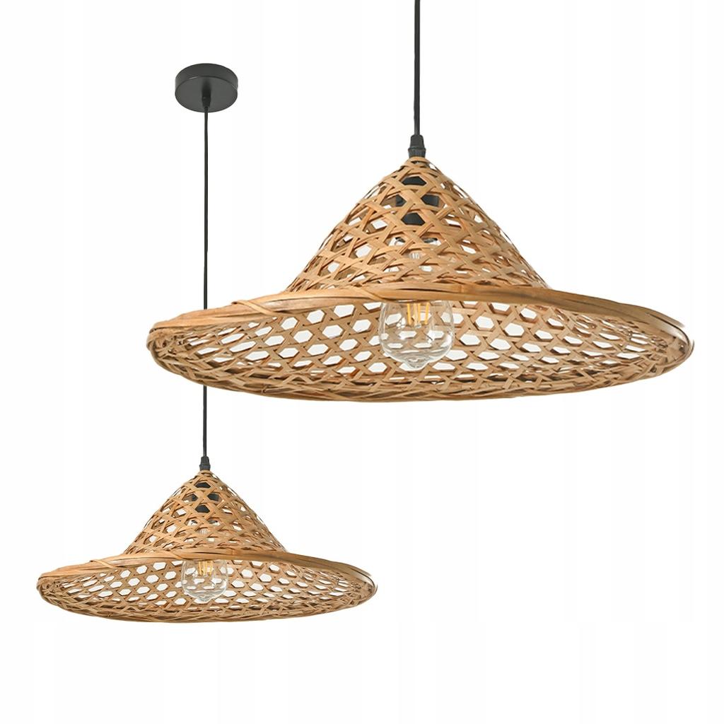 BOHO Ceiling Hanging Lamp with Bamboo Shade, Natural, Large, 40cm E27