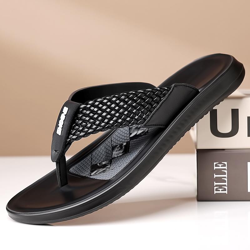 Fashion Summer Mens Leather Flip-flops Classic Leisure Walk Slippers Outdoor Beach Rubber Half Drag Travel Male Water Trekking Sandals