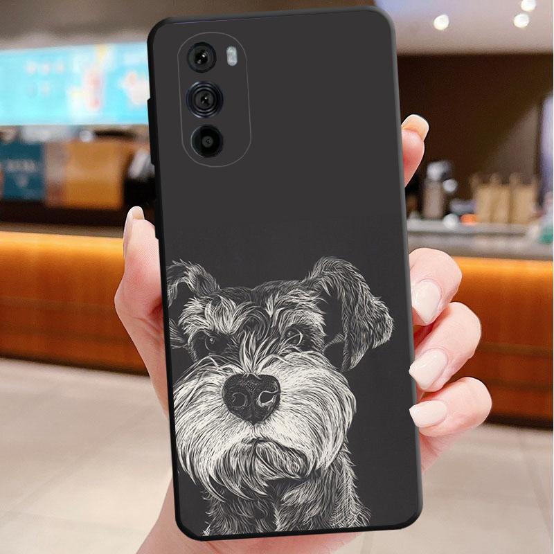 Phone Case For Motorola Edge 50 40 Pro 60 50 40 30 Ultra Neo Fusion Moto G85 G72 G53 G54 G84 G13 G32 Schnauzer Puppy Dog Art