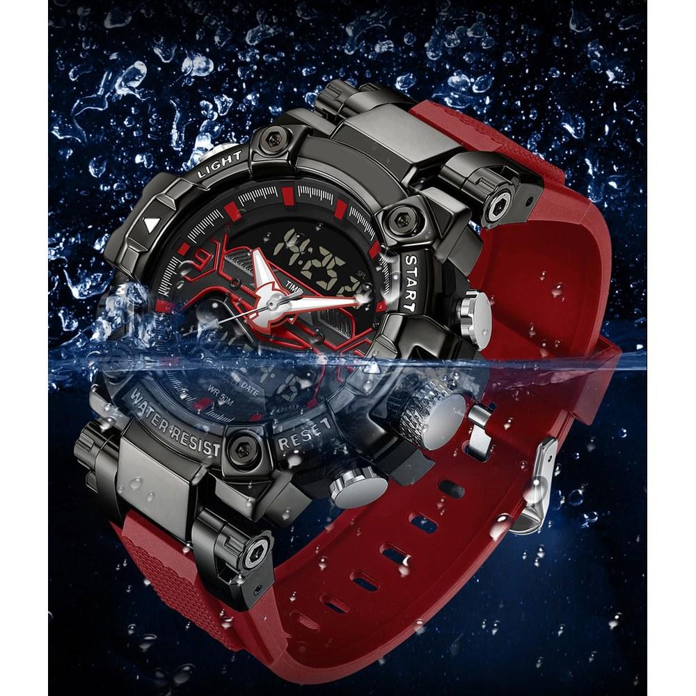 findtime Herren Digital Analog Wasserdichte Militärstil Sportuhr Dualzeit LED-Hintergrundbeleuchtung