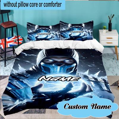 Juego de Cama Personalizado de 3 Piezas Guerrero Estruendoso Kombat Incluye 1 Funda Nórdica y 2 Fundas de Almohada para Dormitorio, Regalo para Residencia Universitaria Decoración del Hogar