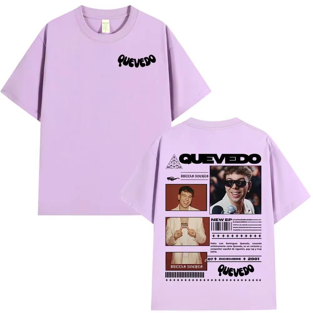 Rapper QUEVEDO 2025 BUENAS NOCHES T-shirt Men Women Fashion Hip Hop T-shirts Summer Casual Loose Short Sleeve T Shirt Streetwear