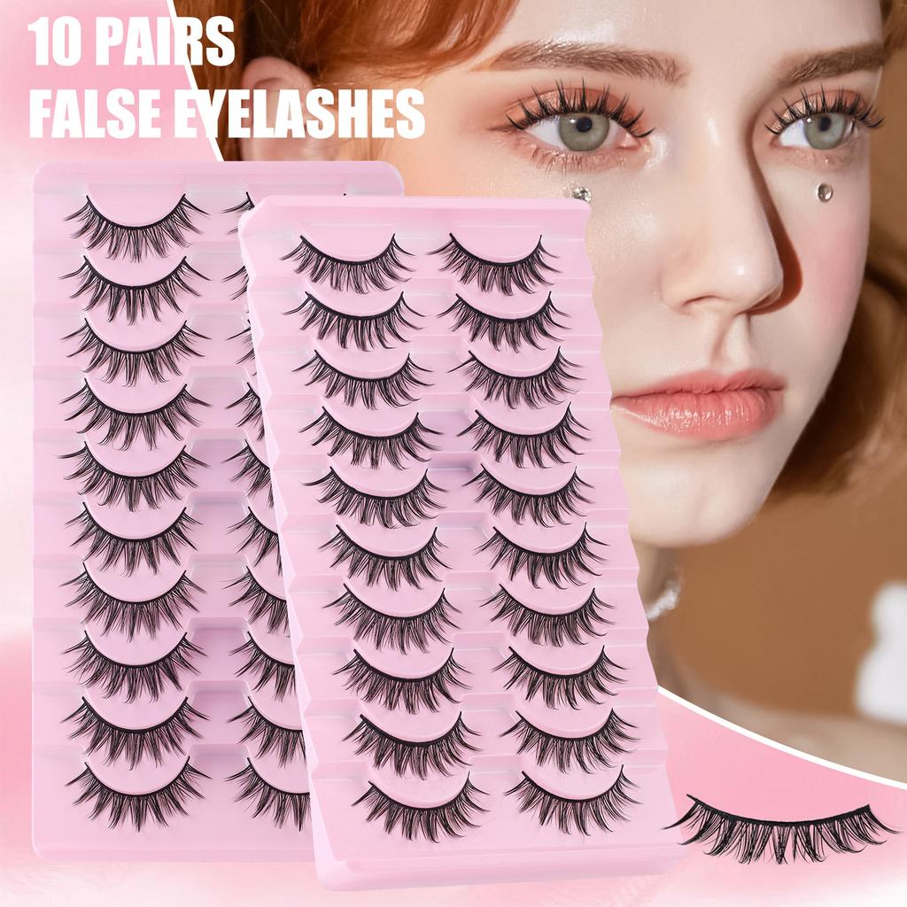 10 Packs Of Thick Curled False Eyelashes Simulation Natural Daily Makeup Eyelashes