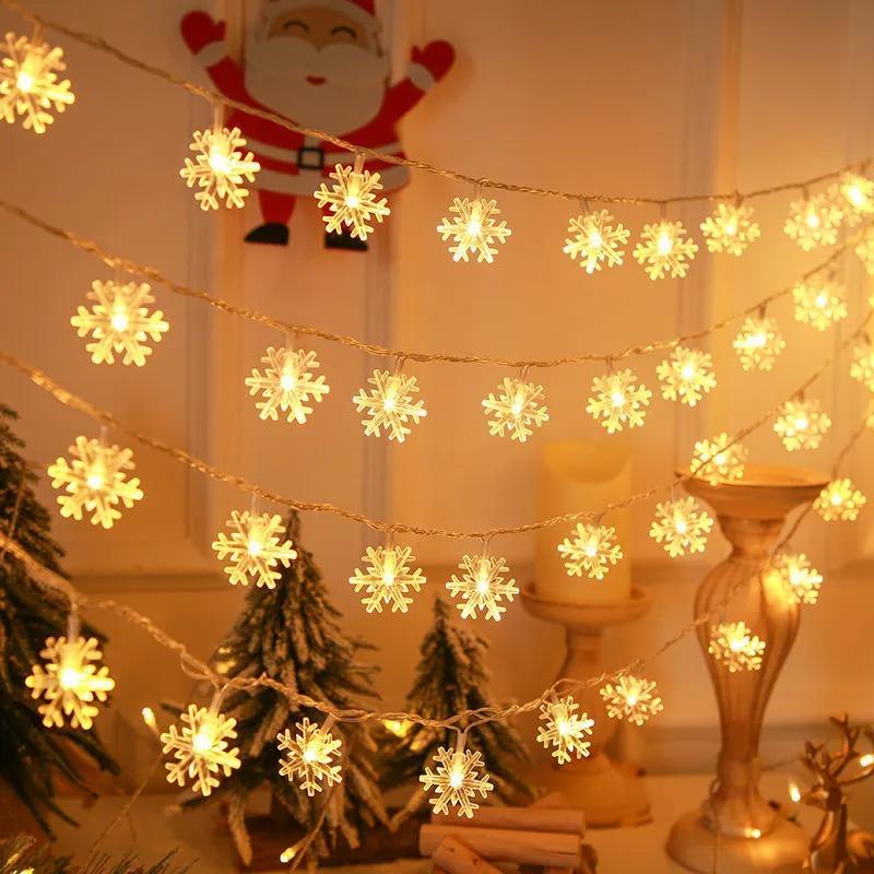 1.5/3/6M USB Power Festoon Snowflake Fairy String Lights Garden Winter Party Christmas Garland Lamp Wedding Room Decoration Outdoor