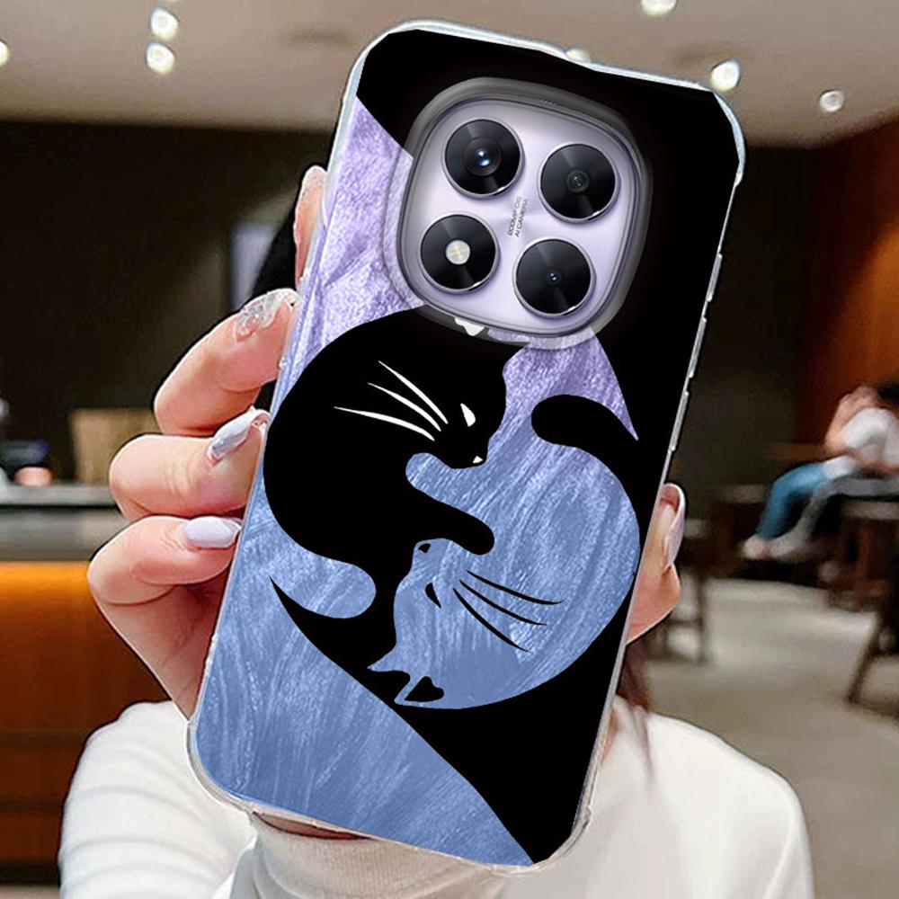 

Чехлы для телефонов Embrace Black White Cat Gradient для Xiaomi Redmi Note 14 13 Pro 14C 13C A3 A5 A4, силиконовые чехлы для пар Xiaomi 13T белый