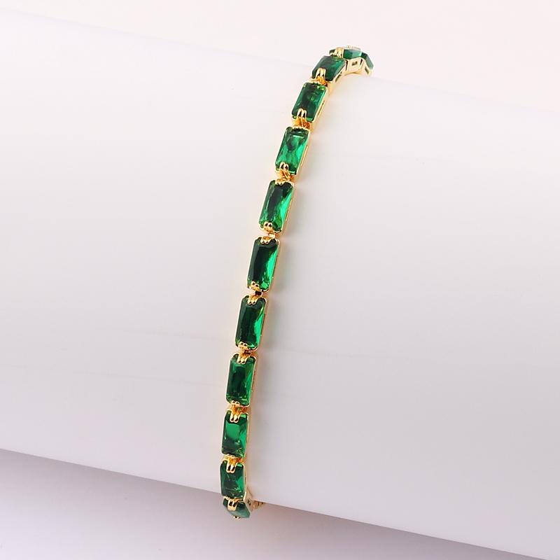 Good Quality Cubic Zirconia Green Tennis Chain Bracelets For Women 18K Gold Hand Chain CZ Chain Homme Jewelry