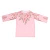 Women Tops Round Neck Long Sleeve Loose Fit Tee Shirt 3D Flower Printing Faux Pearls Decor Pullover Tops Casual Office Wear