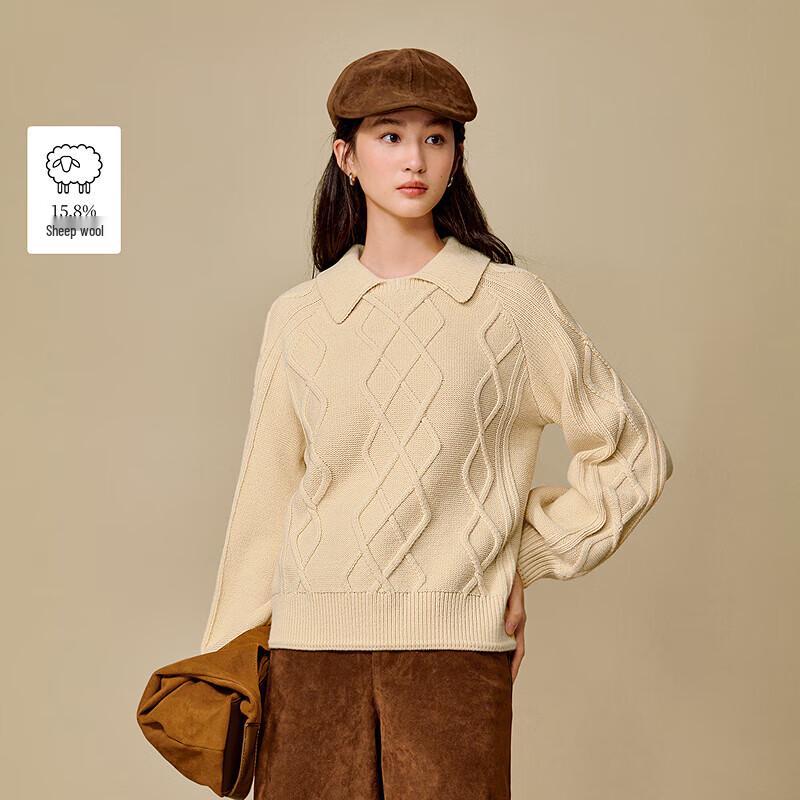 

Женский ретро свитер Inman с кабельным узором из смесовой шерсти XL