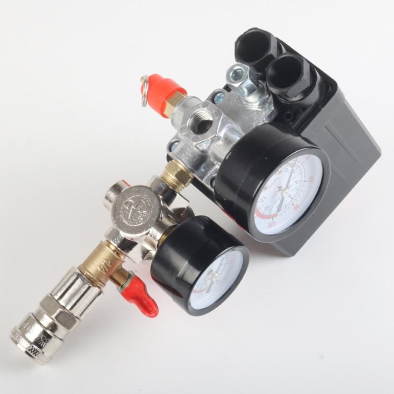 Air Compressor Pressure Switches Control Valves 90-120PSI 220V Replacement Part With Gauges Pressure Relief Valves