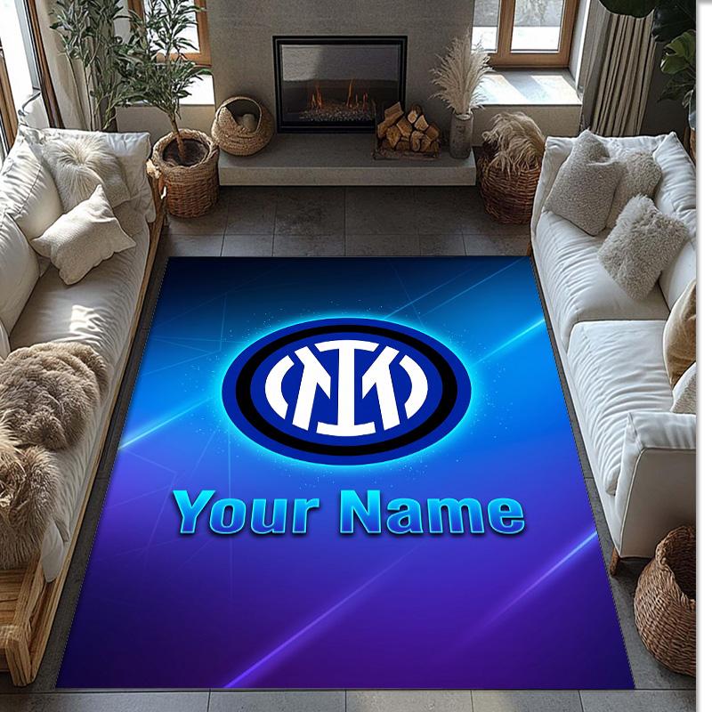 Inter Milan Printed Crystal Velvet Rug Non‑Slip Crystal Velvet Carpet For Sofa Bedroom Indoor Home Decoration