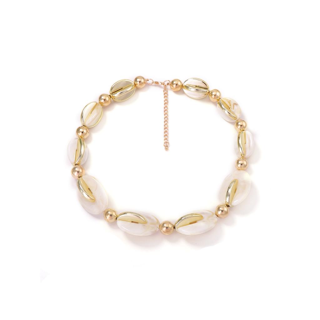 European and American Simple and Versatile Personality Niche Design Geometric Resin Beaded Necklace Fashion Trend Women's Accessories