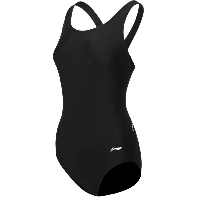 Li-Ning Профессиональный спортивный тренировочный треугольник Высокоэластичный Быстросохнущий Защита от солнца Антибактериальный Цельный купальник Женский купальник Черный YW022-1 M