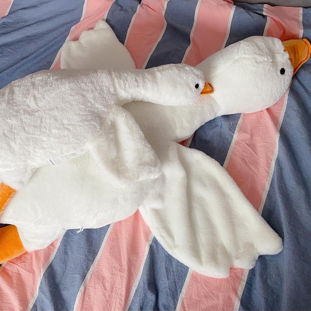 White Goose Body Pillow, Extra Large (Approx. 90cm Long), Animal Plush Toy, Soft, Side-Sleeping, Long Cushion, Girl's Gift, Children's Toy