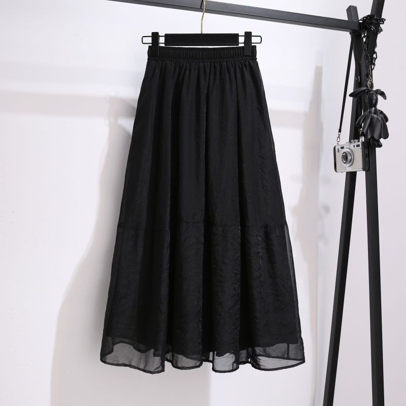 Women Swing Tulle Skirts Woman Elegant Pleated Tutu High Waist Solid Color Skirt Female Clothes